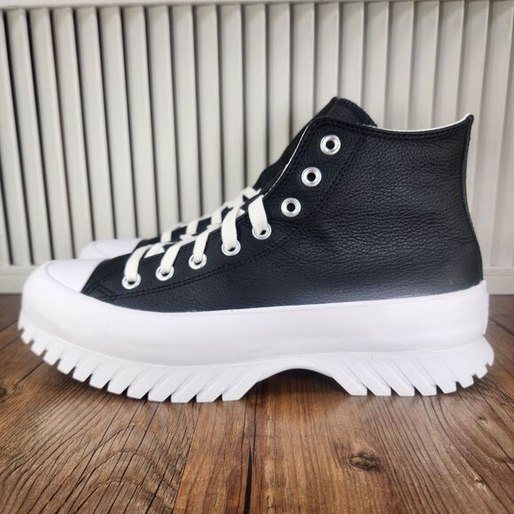 Converse CTAS Lugged 2.0 Hi Mens Sz 9 Black White Leather Chunky Sneakers Shoes - Picture 4 of 11